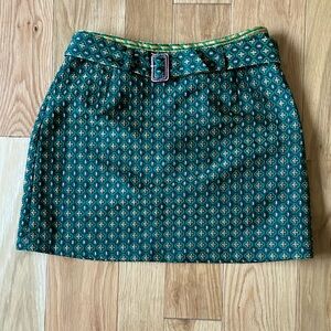 Urban Outfitters Green Patterned Mini Skirt